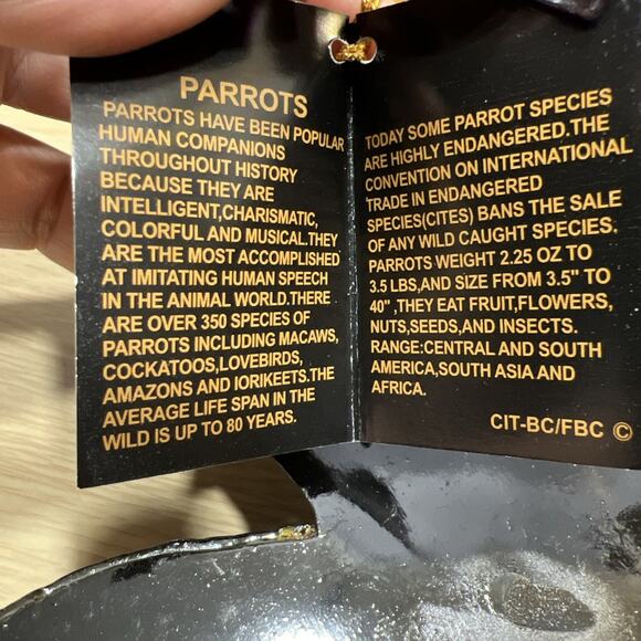 CIT Hand Painted 14” Yellow Parrot Bird On Branch Wall Mount Decor Sculpture - Picture 12 of 13